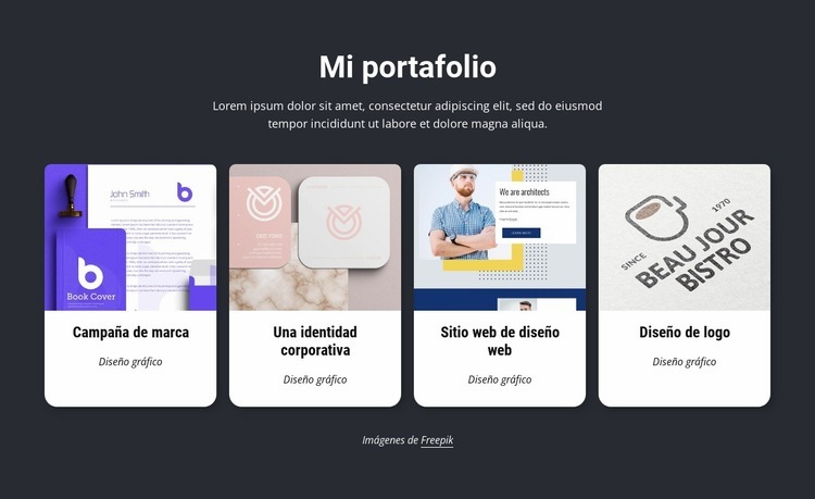 Mi increíble portafolio de diseño Página de destino