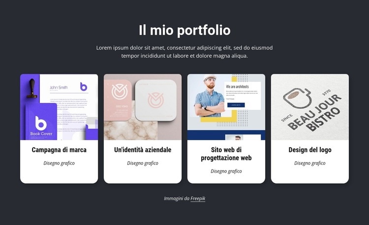 Il mio fantastico portfolio di design Modelli di Website Builder