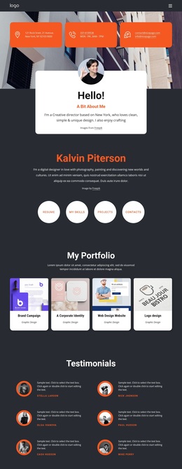 A Bit About Me - Template To Add Elements To Page