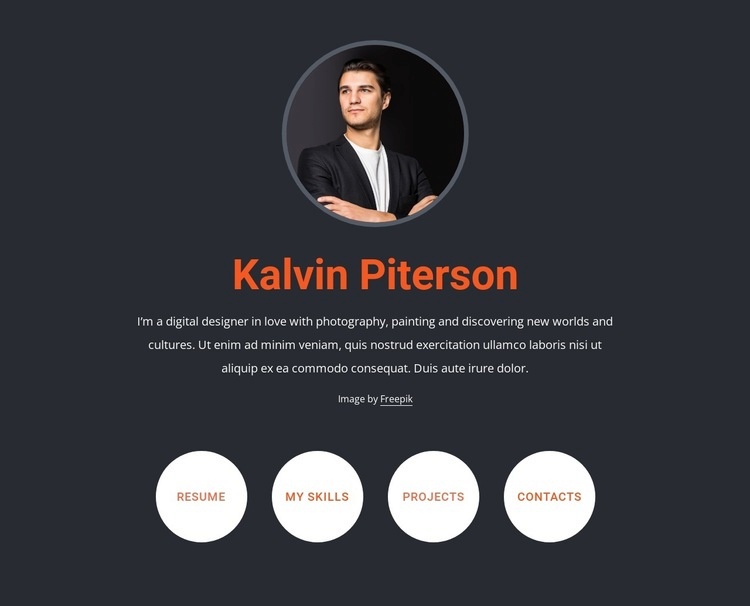 About me block with buttons Squarespace Template Alternative