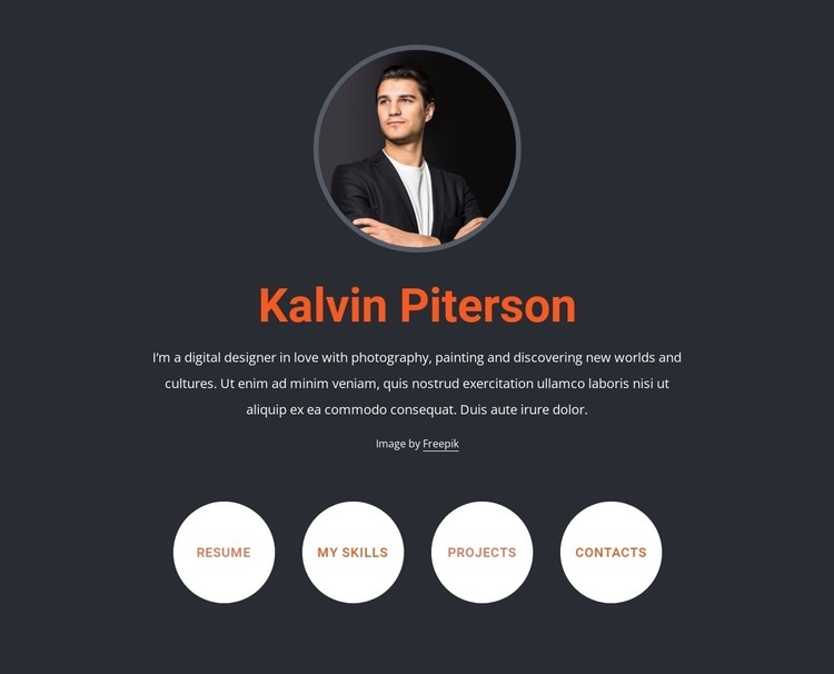 About me block with buttons Webflow Template Alternative