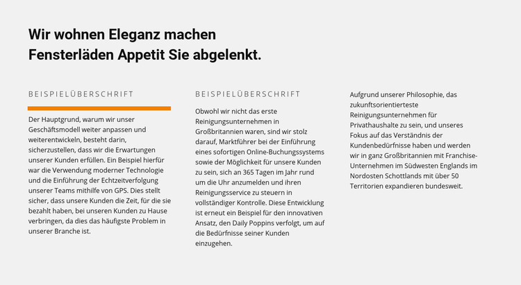 Titel und Text in drei Spalten HTML-Vorlage