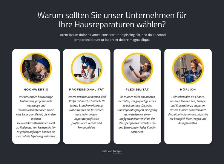 Zuverlässige Dienstleistungen rund ums Haus Website Builder-Vorlagen