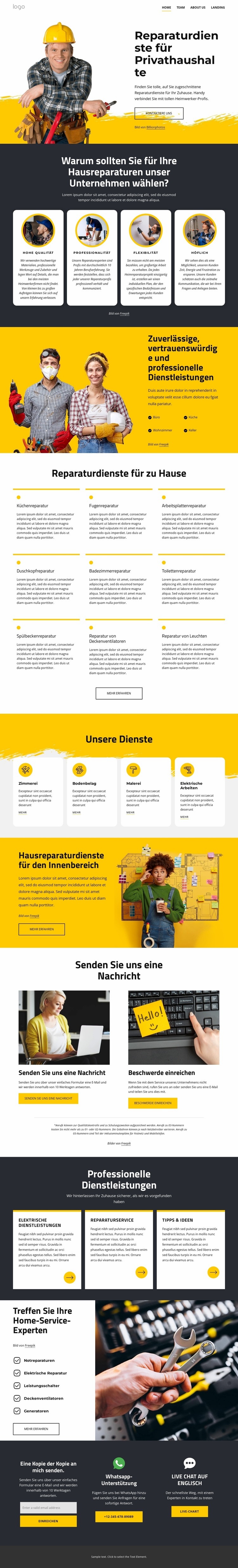 Lokale Hausreparatur Website Builder-Vorlagen