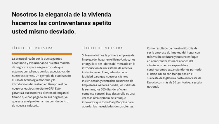 Título y texto en tres columnas Diseño de páginas web