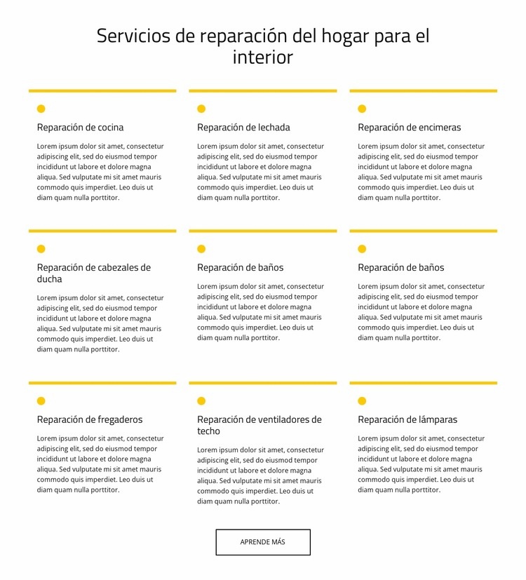 Servicio de mantenimiento del hogar Maqueta de sitio web