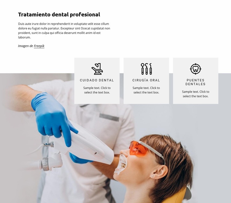 Tratamiento de los dientes Maqueta de sitio web