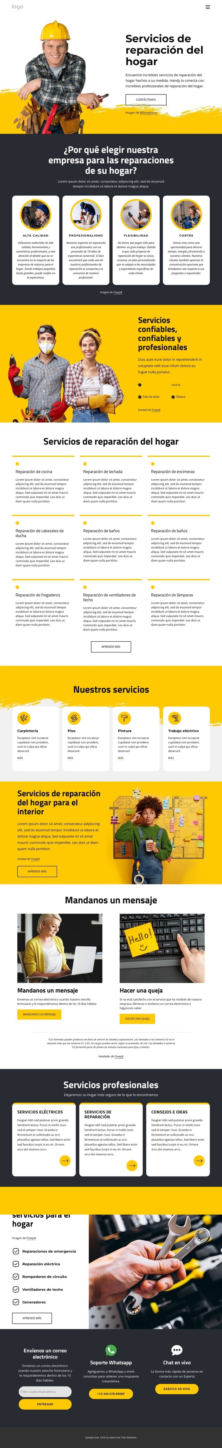 Reparación local de viviendas Página de destino