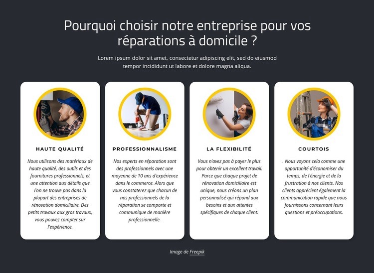 Services à domicile fiables Conception de site Web