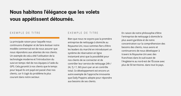 Titre et texte en trois colonnes Modèles de constructeur de sites Web