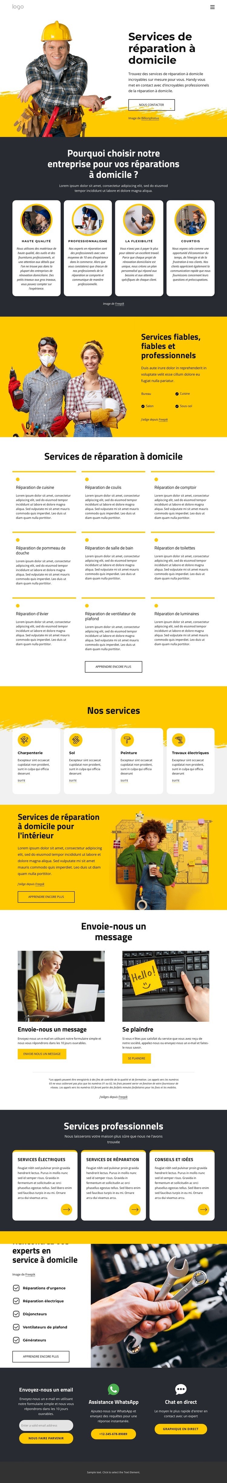 Réparation à domicile locale Modèle d'une page