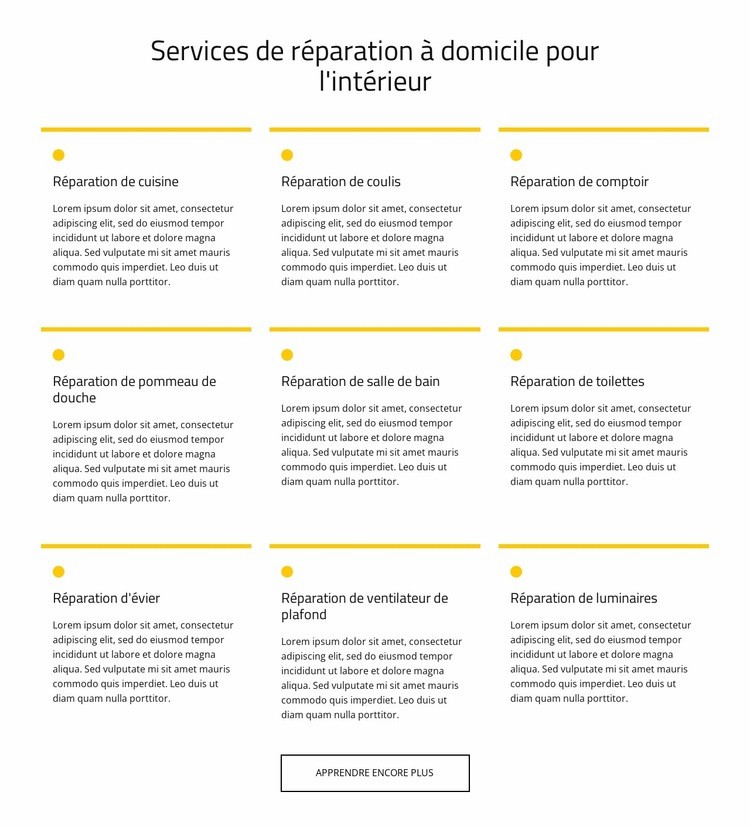 Service d'entretien à domicile Page de destination