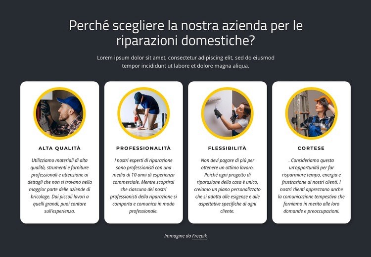 Servizi domestici affidabili Un modello di pagina