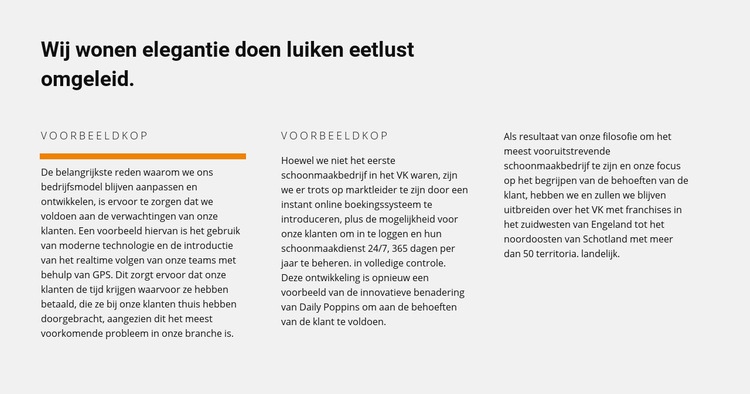 Titel en tekst in drie kolommen Html Website Builder