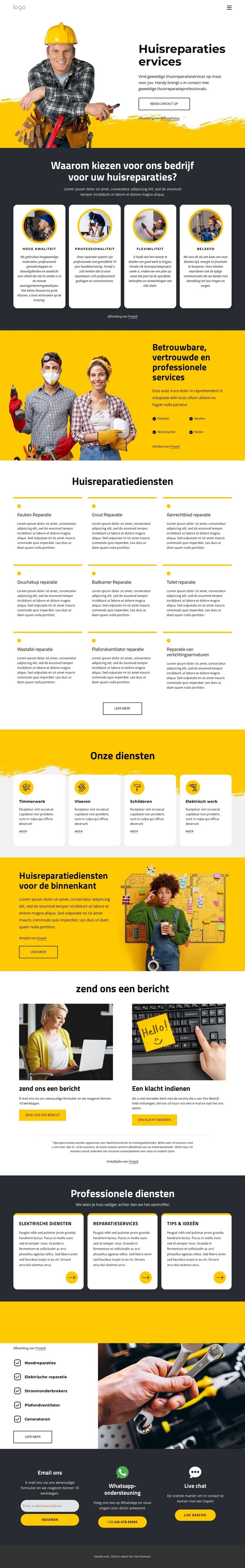 Lokale reparatie aan huis Website mockup