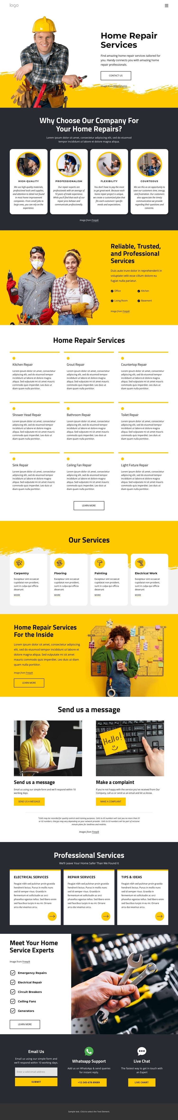 Local home repair One Page Template