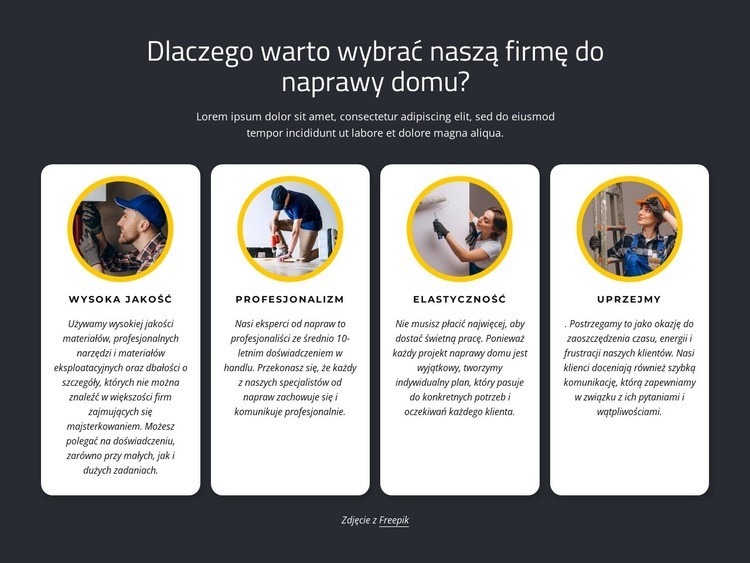 Niezawodne usługi domowe Kreator witryn internetowych HTML