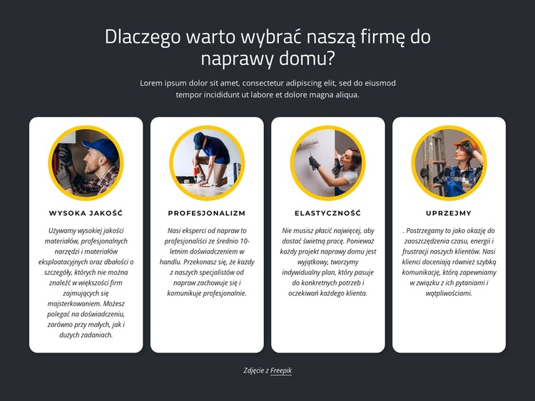 Niezawodne usługi domowe Szablon witryny sieci Web