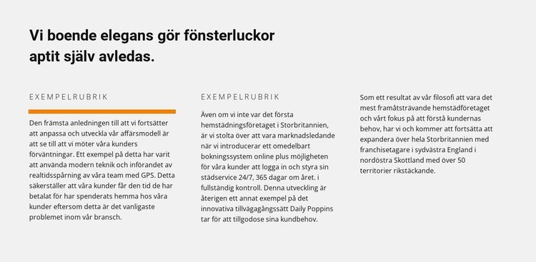 Titel och text i tre kolumner WordPress -tema