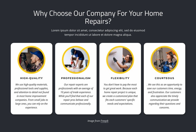 Reliable home services Website Mockup