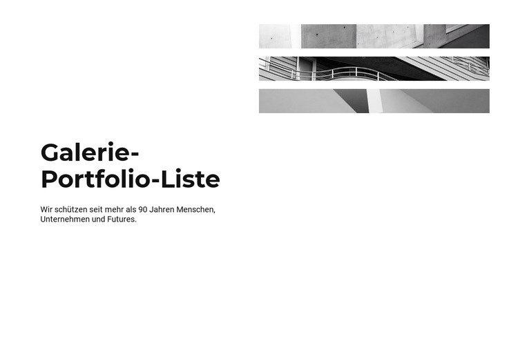 Galerie-Portfolio-Liste Landing Page