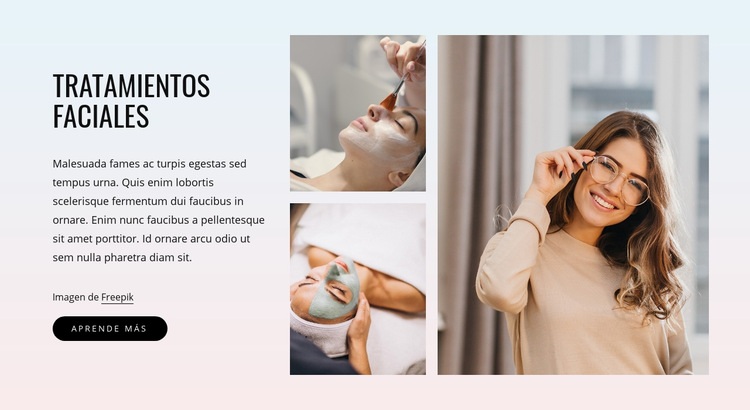 Mejores tratamientos faciales Maqueta de sitio web