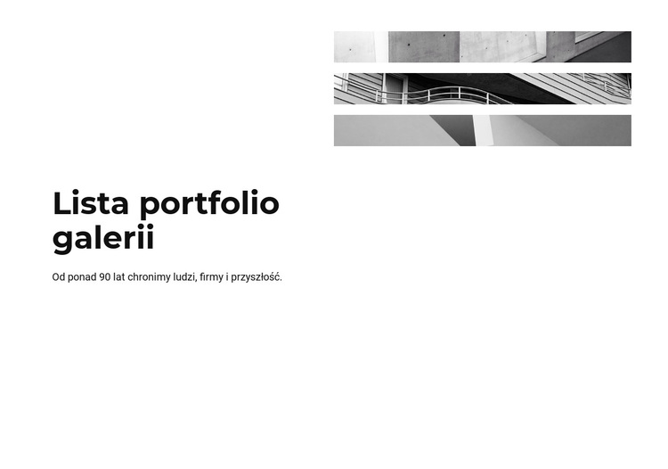 Lista portfolio galerii Motyw WordPress