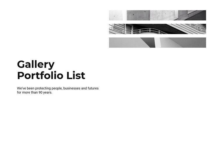 Gallery portfolio list Web Page Design