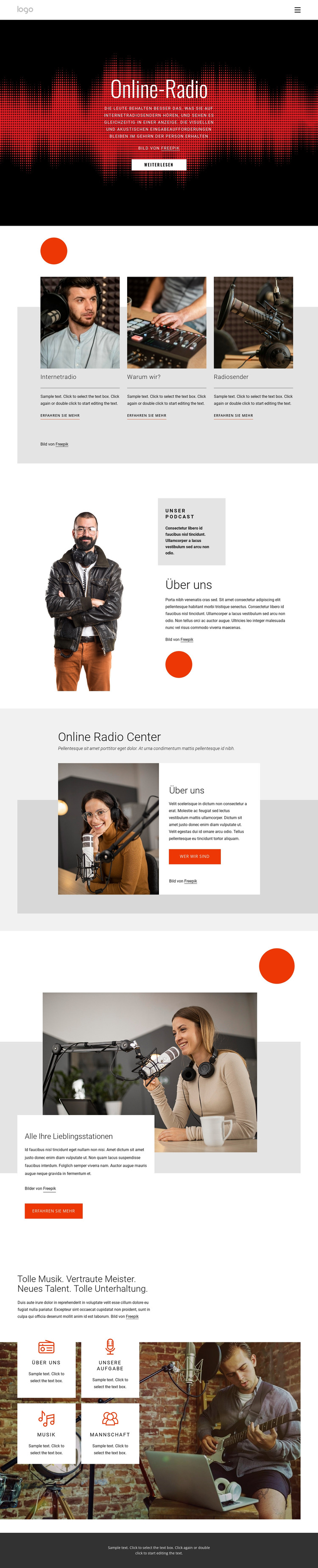 Online-Radiosendungen Website-Vorlage