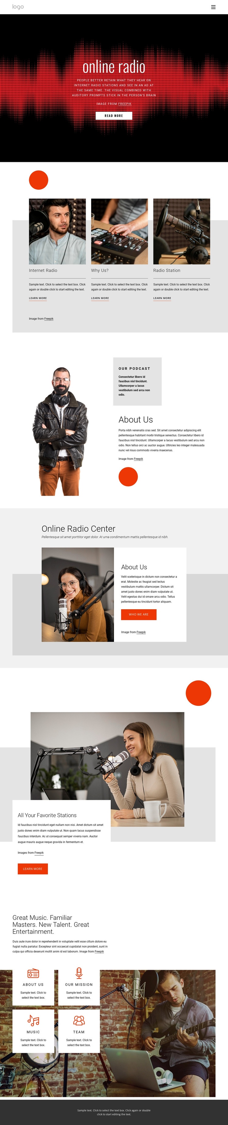 Online radio shows Homepage Design