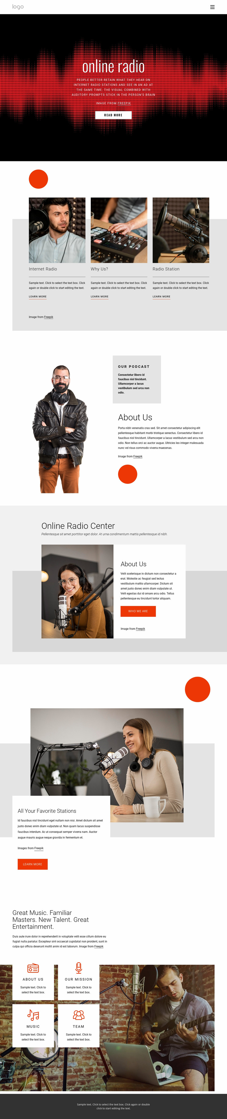 Online radio shows Html Website Builder