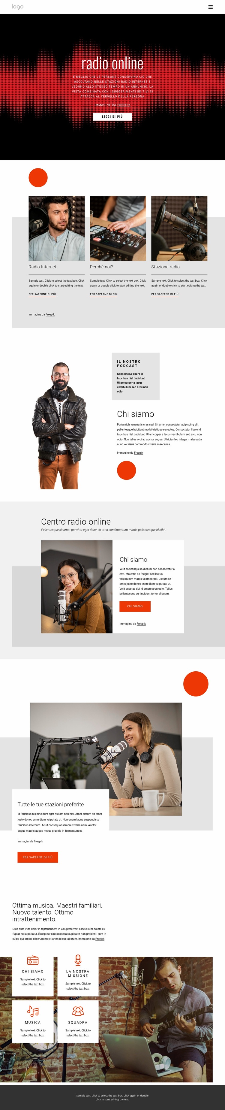 Programmi radiofonici in linea Mockup del sito web