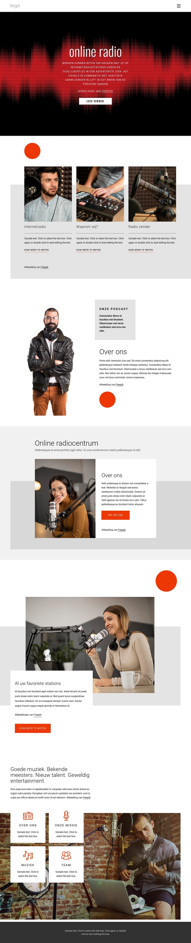 Online radioshows Website Builder-sjablonen