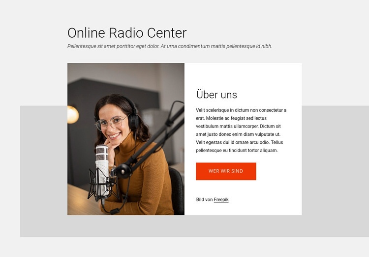 Online-Radio-Center Eine Seitenvorlage