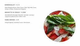 Salate Auf Der Speisekarte - Kostenlose Zielseite, Vorlage HTML5