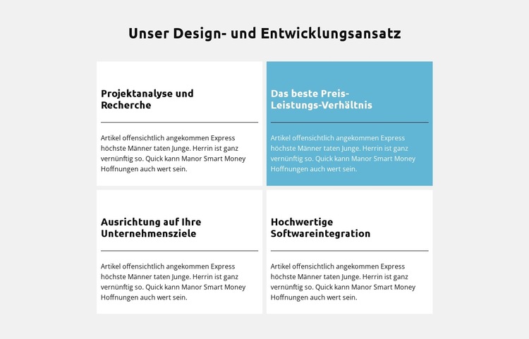 Entwicklungsansatz Website-Vorlage