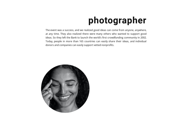 Stock Photographer One Page Template