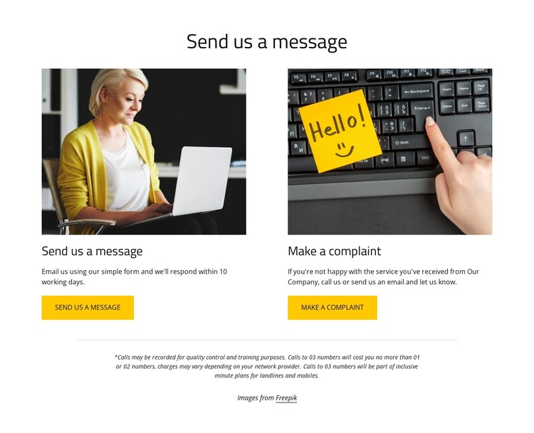 Send us a message HTML Template