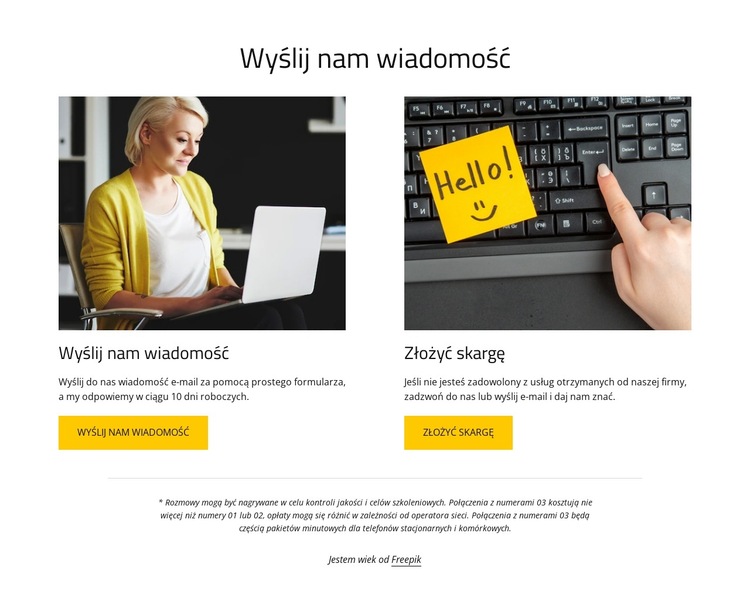 Wyślij nam wiadomość Szablon witryny sieci Web