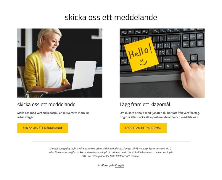 skicka oss ett meddelande CSS -mall