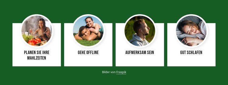 Gesunde Gewohnheiten Website-Modell