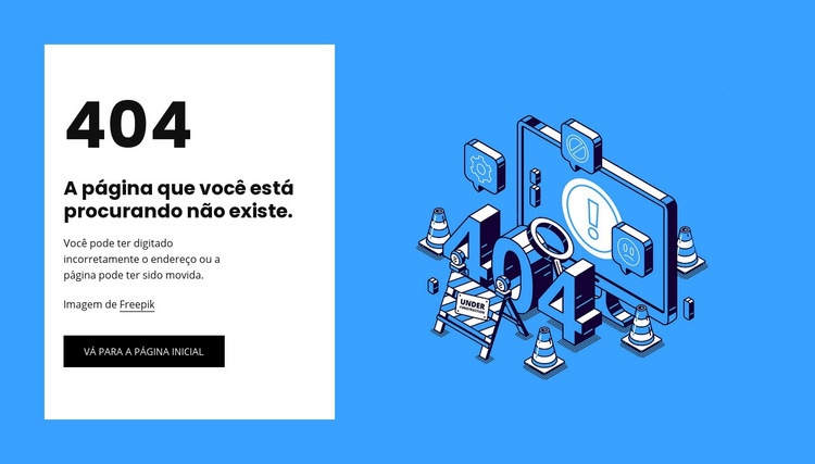 404 Página Não Encontrada Construtor de sites HTML