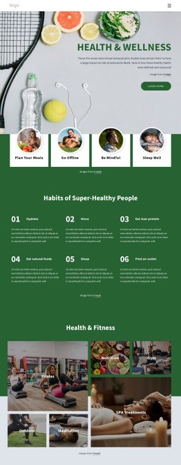 Health and wellness center Web Page Designs