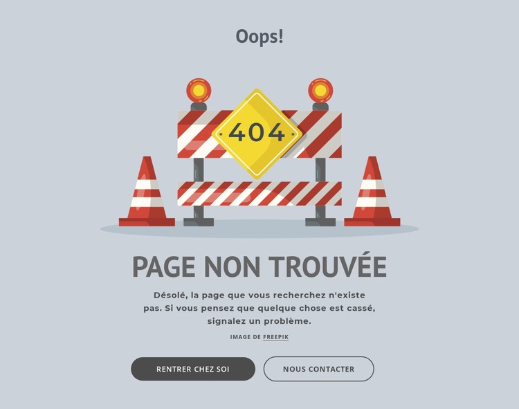 Page d'erreur 404 Modèles de constructeur de sites Web