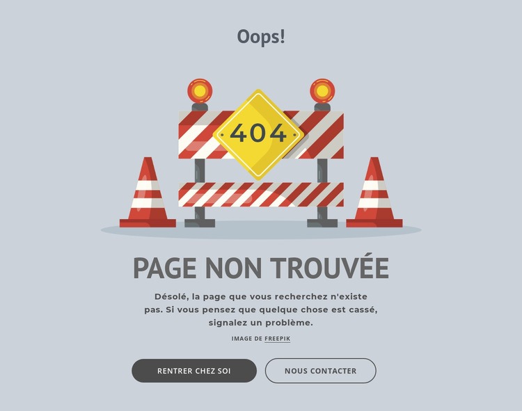 Page d'erreur 404 Créateur de site Web HTML