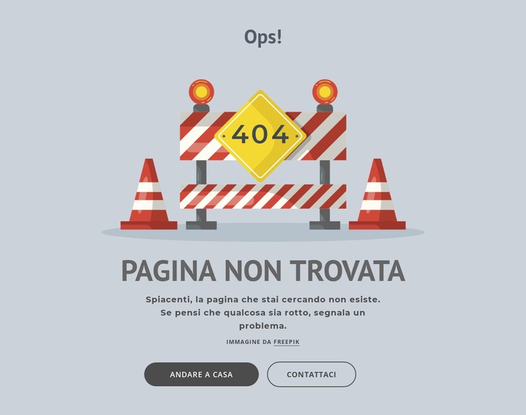 Pagina di errore 404 Costruttore di siti web HTML