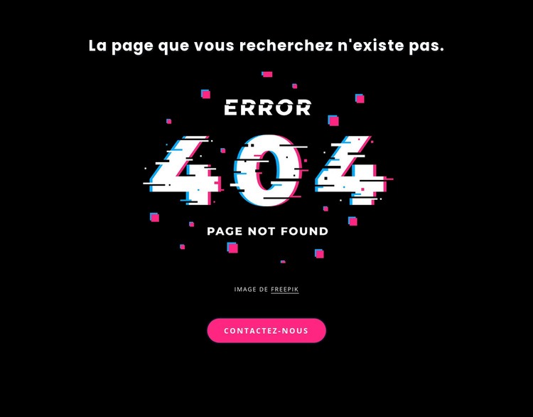 Message d'erreur 404 introuvable Créateur de site Web HTML