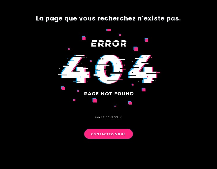 Message d'erreur 404 introuvable Page de destination