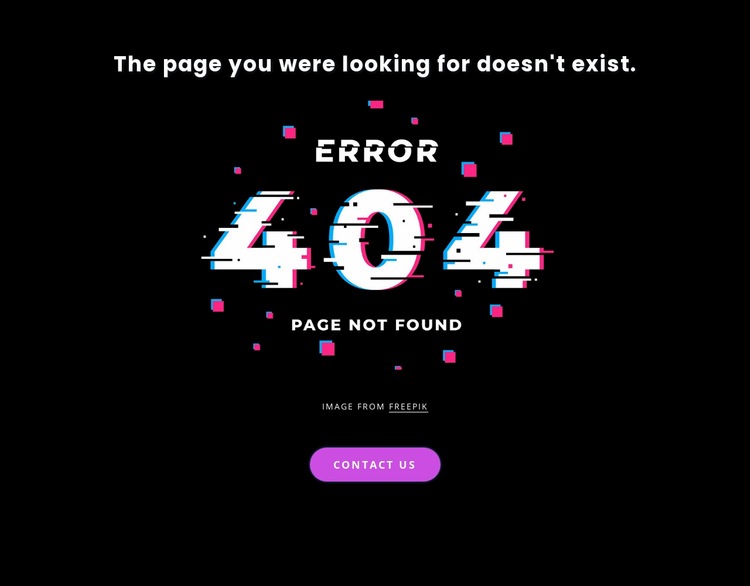 404 not found error message Homepage Design