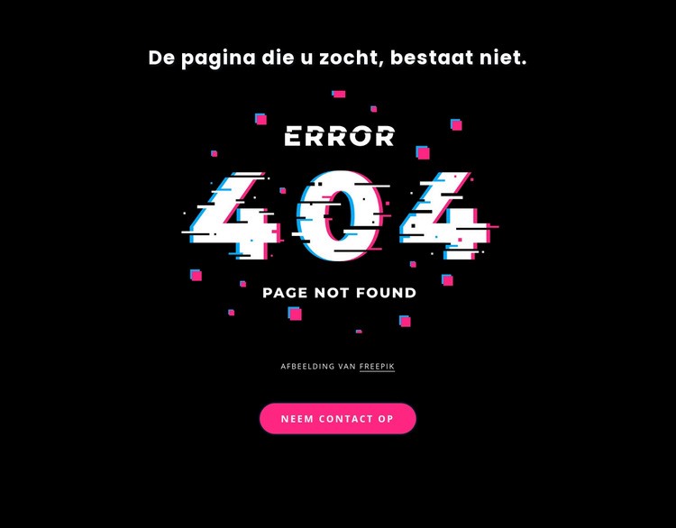404 niet gevonden foutmelding Website mockup